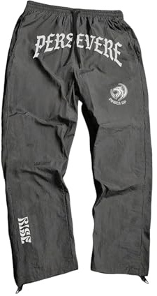 SHENHE Men's Parachute Pants Y2k Baggy Track Pants Athletic Drawstring Joggers Trousers Grey Medium