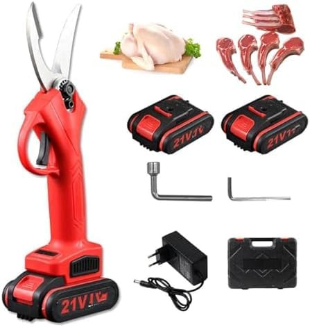 Tijeras Eléctricas para Huesos de Cocina, Cizallas para Aves Sin Cable con 2 Baterías de Litio 21V, Hoja de Acero Inoxidable para Cortar Pollo, Carne y Verduras - Profesionales y Fáciles de Limpiar
