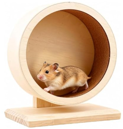 LUFEIS Wooden Hamster Wheel, Silent Hamster Wheel for Rest and Exercise, Non-Slip Small Pets Exercise Wheel for Syrian Hamsters, Gerbils, Dwarf (Ø 15 cm)