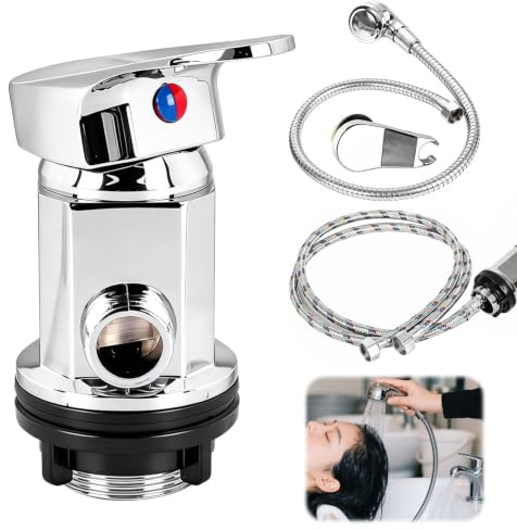 Grifo mezclador monomando de 1/2 pulgadas para caravana y ducha exterior | Caliente y frío con ducha de mano, también para peluquería y lavabo, inoxidable y fácil de montar