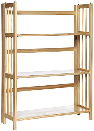 Casual Home 3-Shelf Folding Stackable Bookcase (27.5 Wide)-Natural