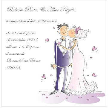 CESANA LIKE PHOTO Partecipazioni matrimonio personalizzate - inviti nozze sposini che si baciano disponibile anche per matrimonio e battesimo insieme 10 pz
