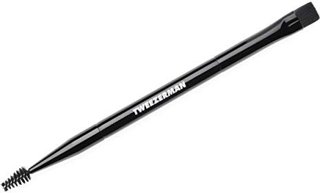 TWEEZERMAN Brosse à sourcils et pinceau à sourcils Plat 2 en 1, pour une forme parfaite des sourcils, noir