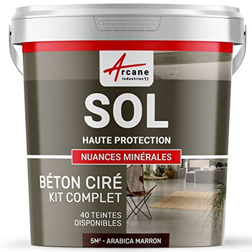 Béton ciré sol en kit | Primaire et vernis de finition inclus - 5 m² (en 2 couches) Arabica Marron - ARCANE INDUSTRIES