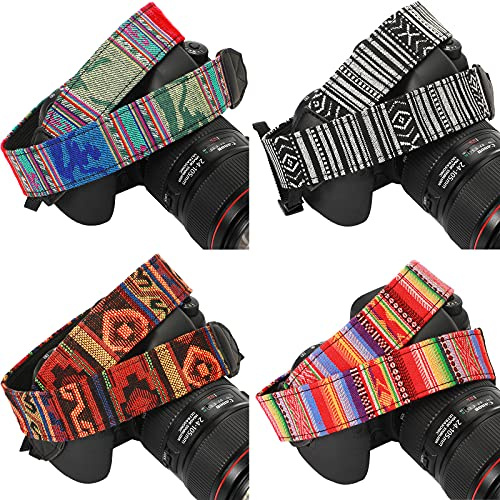 Saintrygo 4 Pcs Vintage Camera Straps for Photographer, 1.5'' Woven Adjustable Universal Neck Shoulder Crossbody Strap Quick Release for All DSLR SLR Camera, Photographer Gift for Men Women, 4 Style