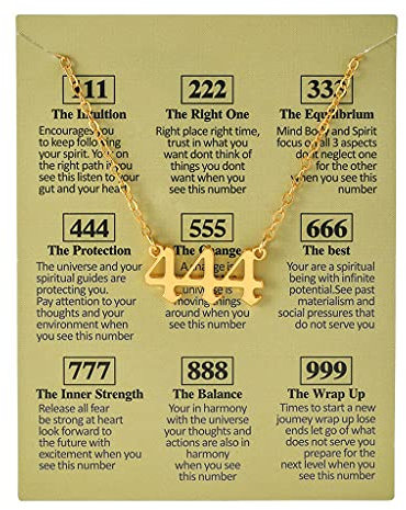 LANCHEN Engel Zahlen Halskette 111 222 333 444 555 666 777 888 999 Altenglische Numerologie Zahlen Halskette Gold Minimalistischer Anhänger