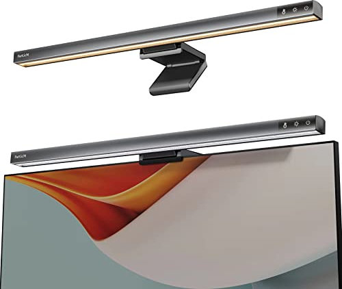 Funlicht Monitor Light Bar, Computer Monitor Lamp for Eye Caring LED Dimmable Screen Light Bar, Touch Control USB Powered Screenbar for Desk/Office/Home/Game, Silver Gray