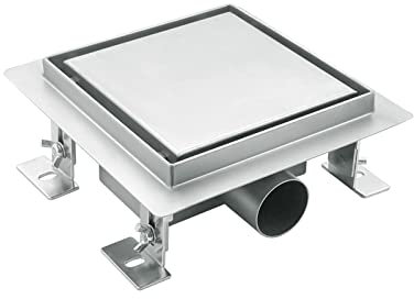 Bc-elec - Canalina Q-15 in acciaio inox, quadrata, 15 cm, scarico della doccia reversibile, altezza regolabile 63-83 mm