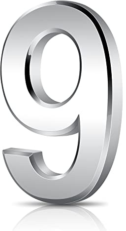 Vicloon Door Numbers, 3 Inches 3D Mailbox Numbers Waterproof, Address Numbers Self Adhesive House Numbers Street Number Stickers for House Mailbox Apartment Hotel Courtyard Cafe Silver(9)