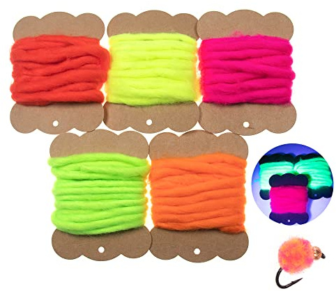 GREATFISHING 5 Colors Synthetic Fibers Egg Yarn Fly Tying Material for Minnow Bait Samlon Egg Fly Dry Flies Trout Steelhead Fishing Lures