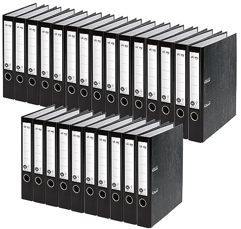 VON Leitz Ordner A4, 25er Pack, 100 % Recyclingpapier, 50 mm Rückenbreite, Für 350 Blatt, Blauer Engel & FSC-zertifiziert, Für Schule, Studium & Zuhause, Schwarz, 10540095