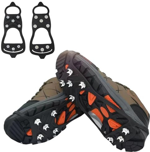 Spikes für Schuhe Winter,YQBFTC 35-45 Grödel mit 8 Zähne,Schuhkrallen,Anti-Rutsch Schuhspikes,Edelstahl Klampen für Wandern,Schnee,EIS,Trekkin(L)