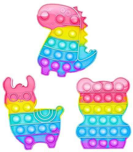 DKDDSSS 3 Pezzi Pop It Bubble Fidget Toy, Pop Bubble Fidget It Toy Set, Gioco Antistress Rilassante per Adulti e Bambini, Dinosauro Alpaca Orso, per Adulti e Bambini