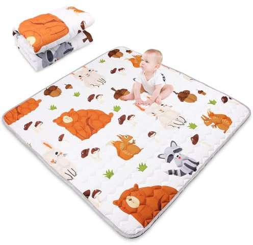 Baby Play Mat for Floor 50 X 50, Non-Slip Playpen Mat Thicken Soft Cushioned Foldable Baby Playmat Premium Foam Baby Crawling Mat for Infants, Babies, Toddlers (White)