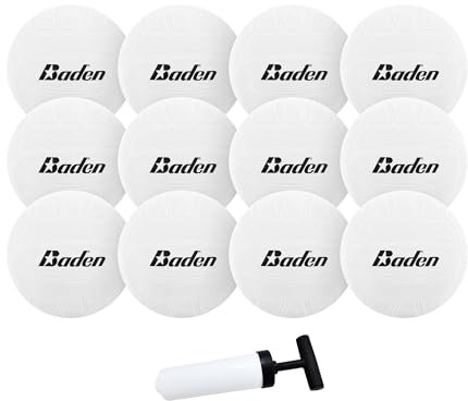 Baden 4 inch Mini Volleyball 12-Pack with Pump for Team Gift, Award, and Pool Friendly (White)