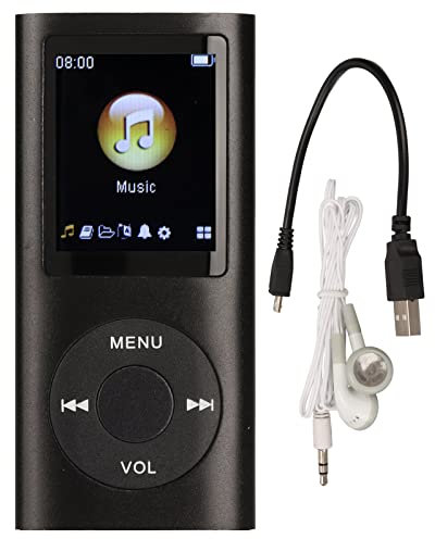 lvifloae Lecteur MP3 Élégant Multifonctionnel Qualité Sonore sans Perte Écran LCD Mince de 1,8 Pouces Lecteur de Musique MP3 Portable Lecture Audio Aléatoire Léger Convient pour (Noir)