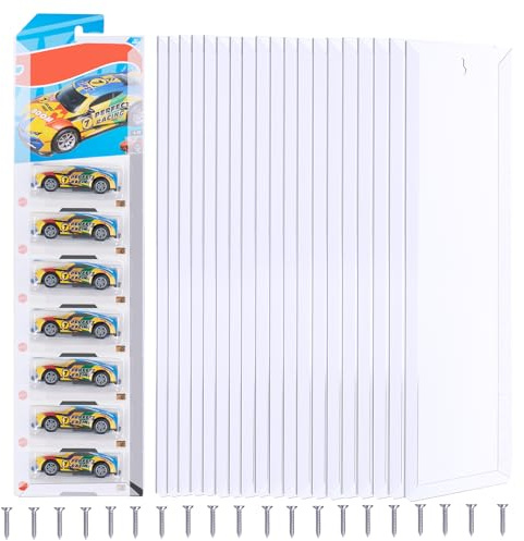 20 Sets Support Mural pour vitrine de modèle de Voiture Organisateur de Voiture Jouet emballé sous Blister moulé sous Pression Support de Rangement en PVC Étagère Murale 42,5x11,2 cm