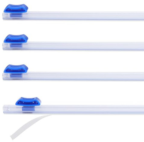 PATIKIL 4pcs Plastic Wrap Cutter, 14in Plastic Wrap Slide Cutter Self Adhesive Installation Replacement for Aluminum Foil Wax Paper Parchment Paper Wrap Dispenser, Blue