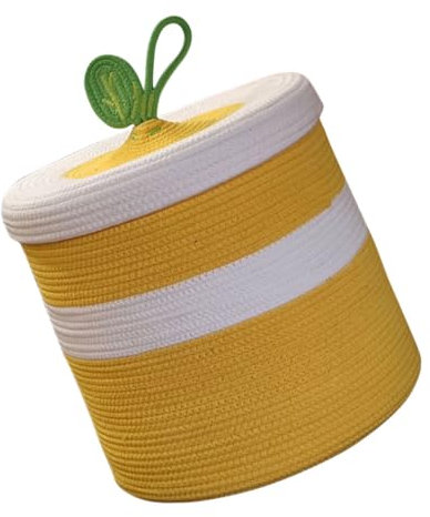 Cabilock cesto della biancheria vimini cesti per la biancheria portabiancheria con ruote alghe bidone scatole portaoggetti storage box cestino cesto organizzativo portavaso in cotone Yellow