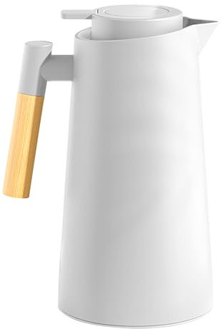 Rrlihjgu Jarra térmica para café, jarra térmica con forro de vidrio y un volumen de un litro, recipiente a prueba de fugas, jarra de agua para cocina, viaje, restaurante, mesita de noche