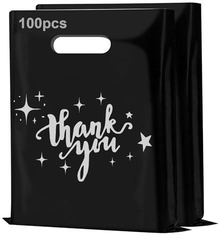 100 bolsas de regalo extra gruesas de agradecimiento (30 x 40 cm) - 2,36 millones (negro)