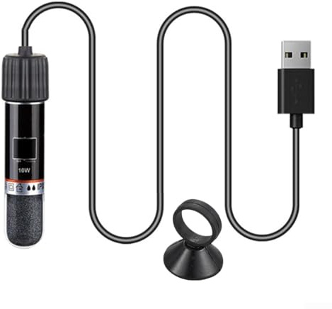 EXTRWORY Fish Tank Heater 8.5cm for MINI Aquarium Heater 26°C Automatic Constant Temperature USB Powered 10W for Small Tanks