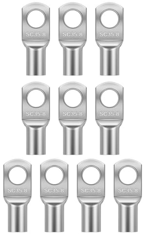 Ludom Lot de 10 bornes de Connexion en cuivre étamé SC35-8 - Bornes de câble de Batterie - Bornes de Connexion pour Trous de boulons