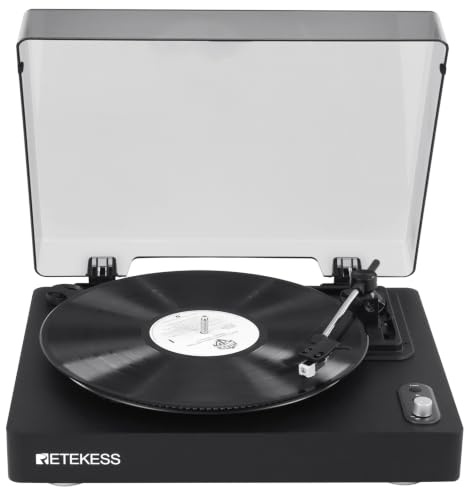 Retekess TR643 Giradischi Vinili, Lettore Vinile, Testina Magnetica AT-3600L, 33/45/78 giri/min, Riproduzione Wireless, Arresto Automatico, Jack per cuffie, Adatto per gli Amanti della Musica