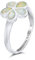 Synthetischer Weißer Opal Inlay Plumeria Blume Ring Sterling Silber Mit Benutzerdefinierten Eingraviert