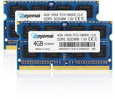 8GB(2x4GB) DDR3 1333Mhz PC3-10600 Sodimm 2Rx8 1,5V CL9 Non-ECC Notebook Arbeitsspeicher Module Upgrade für MacBook iMac