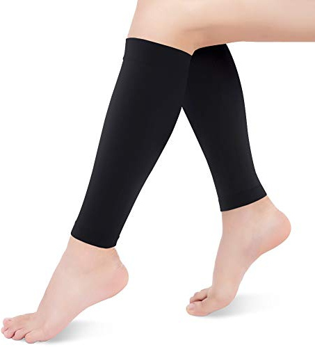 Manchons de Compression Mollet, 20-30 mmHg, Sans Pieds, Pour Hommes et Femmes, Noir, XXL