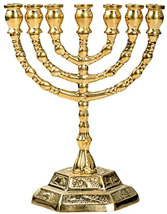 NKlaus Menorah mässing ljusstake massivt guldpläterade höjd 13 cm ljusstake handgjorda 10901