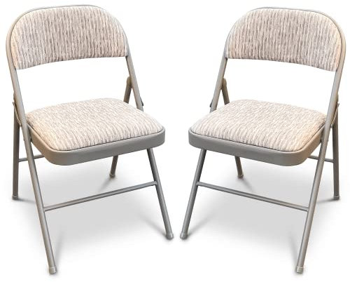 Crystals Deluxe Fabric Padded with Heavy Duty Steel Metal Frame Folding Back Rest Chair for Home Garden Office Computer Desk (2)