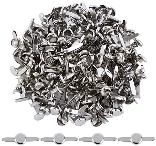 BETESSIN 200pcs Mini Brads Rund Silber Musterklammern Metall Rundkopfklammern 8MM Verschlussklammern Klammern Musterbeutelklammern Briefklammern für DIY Scrapbooking Basteln