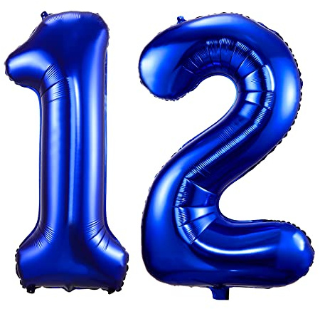 40inch Number 12 Balloon, Giant Dark Blue Birthday Balloon for 12th birthday, Foil Mylar Navy Blue 21 Balloons Decoration for Birthday Party, Wedding, Anniversary, Graduation (Navy Blue, Number 12)