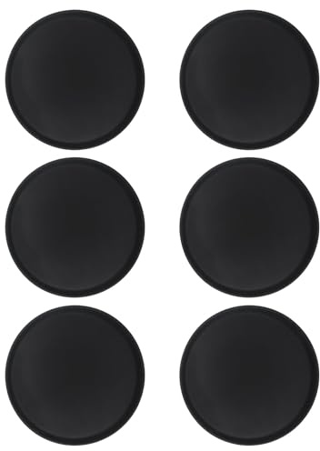 Argon Tableware Black Round Trays - 35cm - Pack of 6 - Reusable Rubberized Surface Non Slip Serving Tray for Serving Food, Drinks at Parties, Bars, Restaurants and Home