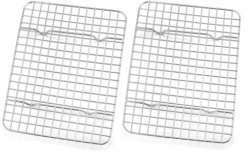 HaWare Set di 2 griglie di raffreddamento per torte, in acciaio inox, rettangolari, per cuocere, raffreddare, arrostire, grigliare, 22,2 x 16 x 2 cm, lavabili in lavastoviglie