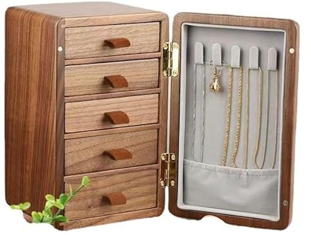 AAHIFIT Boîtes de rangement pour bijoux, armoires à bijoux en bois massif, supports, colliers, boucles d'oreilles, bracelets, bagues et boîtes de rangement pour accessoires