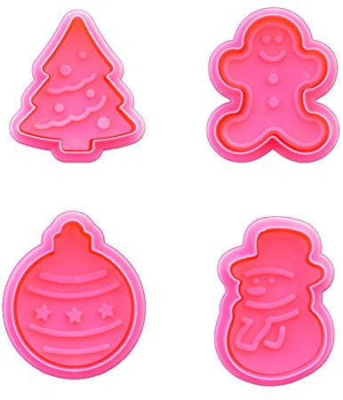 PURPLELILY 4 Stück Weihnachten Ausstechformen Pressbar Kekse Ausstecher Weihnachten Thema Formen Keksstempel Ausstechformen