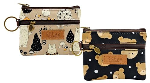 LdawyDE Kleingeldbörse, 2 Stück Portemonnaie Damen Kinder Münzbeutel, Münzgeldbeutel mit Zwei Fächern Reißverschluss, wasserdichte Multifunktion Münzgeldbörse Münzbörsen fü Jungen Mädchen