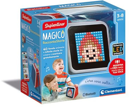 Clementoni Sapientino - Magico Raccontastorie per Bambini 3-8 Anni, con 40 Storie Illustrate in Pixel Art Interattive e Personalizzabili, 3 Modalità di Gioco e 2+ Ore di Racconti Scaricabili, 17729