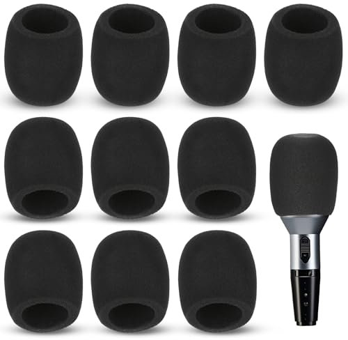 Black Foam Mic Cover, Handheld Microphone Windscreen Microphone Cover Micro Foam Filter Reusable Foam Covers for Most Microphone