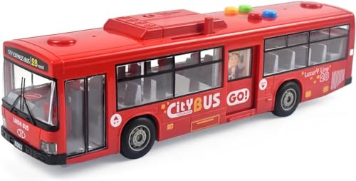 iFunLong Bus Car Toys for 3+ Years old Boy and Girl Gift, Play Vehicles Toy with Lights and Sounds (Red)