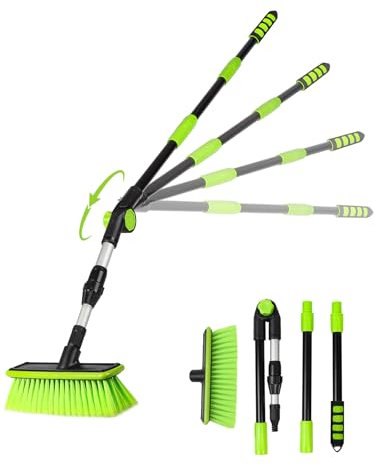 59 PBT 180°Rotatable Boat Car Wash Brush with Long Handle New Process Not Easy to Produce Floating Hair Suitable for Snow Sweeping SUV MPV Truck Rv Caravan Indoor Outdoor Cleaning Window Wheel