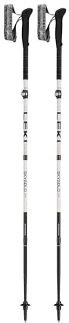 LEKI Skysolo FX.One Carbon Collapsible Lightweight Walking Poles for Thru-Hiking, Fast-Packing, & Mountaineering - White-Black-Orange - 115 cm