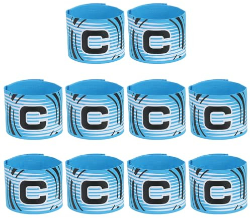 PATIKIL Fascia Capitano Calcio, 10Pz Fascia Braccio Capitano Calcio Fascia Braccio C Elastica per Capitano Sportivo Fascia Capitano per Gioventù Squadra Calcio Allenamento Cielo Blu