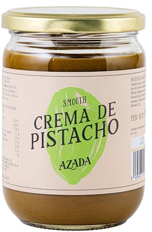 AZADA | Crema de Pistacho Smooth 500g | Sin Azúcar añadido | Mantequilla de Pistacho | 100% PISTACHOS Tostados | Cremosa | Sin Gluten | Sin aditivos | Vegana | Sin Aceite de Palma