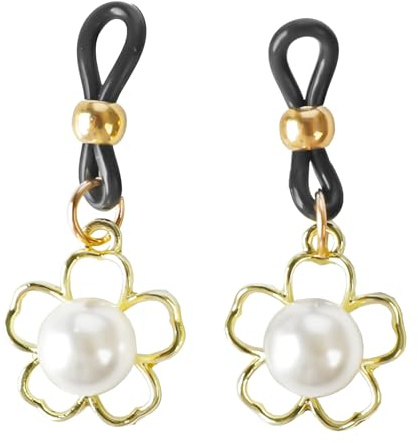 FLOGWE 2 anelli per capezzoli finti con perle, da donna, non forati, pendenti per capezzoli, capezzoli, capezzoli, piercing per capezzoli finti sexy