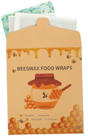 FOMIYES Reusable Beeswax Wraps for Food 3pcs Set Small Floral Print Organic Biodegradable Food Wraps Kitchen Fresh Keeping Eco-Friendly Packaging