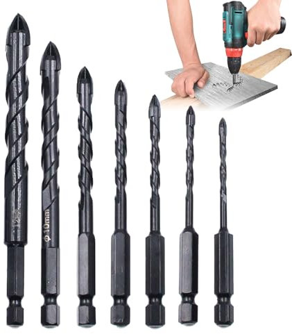 Brocas Para Mampostería En Concreto, Juego De Brocas Para Cerámica Y Vidrio, Accesorios Metálicos De Alta Resistencia Para Perforación Precisa En Porcelana, Vidrio Y Cemento